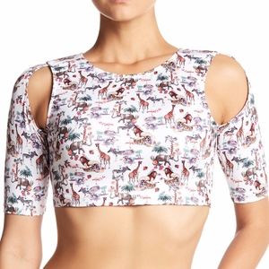 NWT Sam Edelman open shoulder carnival swim top